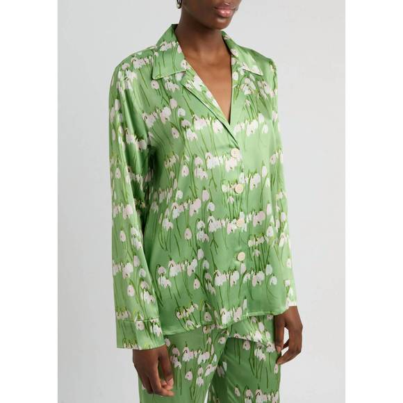 NEW BERNADETTE louis floral-print pyjama shirt in green - Picture 1 of 5